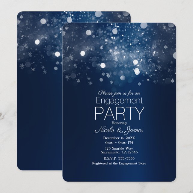 Invitación Luces Brillantes Plateadas de Invierno para Compro (Anverso / Reverso)