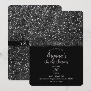 Invitación Luces Brillantes Plateadas Fiesta Sweet 16