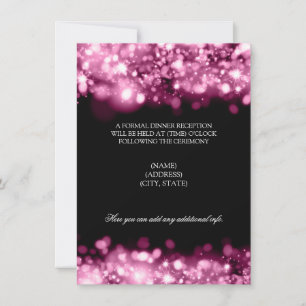 Invitación Luces Brillantes Rosadas Recepción de Boda