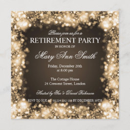 Invitación Luces chispeantes de retiro del oro elegante del