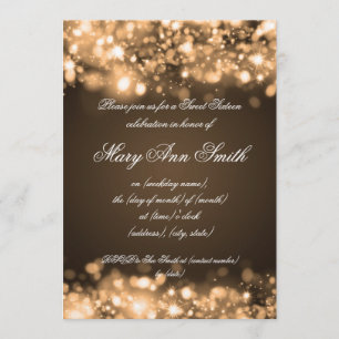 Invitación Luces chispeantes del oro del fiesta del dulce