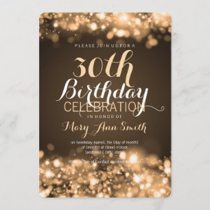 Invitación Luces chispeantes del trigésimo de cumpleaños oro