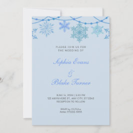 Invitación Luces colgantes azules y Boda azul de copos de nie