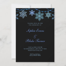 Luces Colgantes Azules y Copos de Nieve Boda Negra