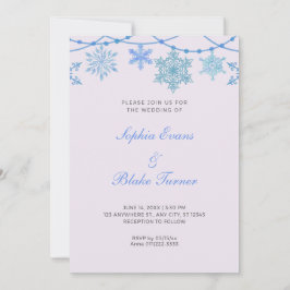 Invitación Luces colgantes azules y copos de nieve Boda púrpu