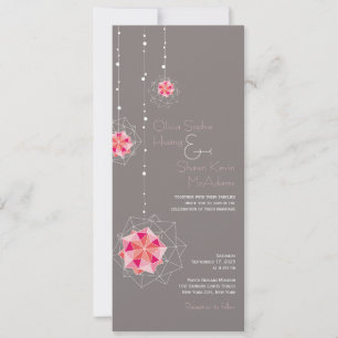 Invitación Luces colgantes de adorno de origami rosa Boda asi