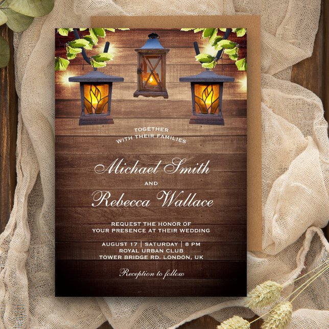 Invitación Luces Colgantes de Madera Rústica para Boda en el  (Subido por el creador)