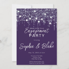 Invitación Luces colgantes moradas y blancas para la fiesta d