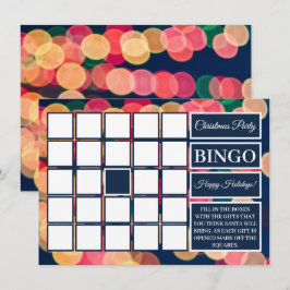 Invitación Luces de árbol de bokeh, Fiesta Navidad Bingo