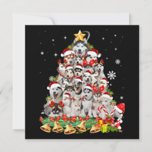 Invitación Luces de árbol de Navidad de husky siberiano   per