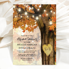 Invitación Luces de árbol de otoño rústico para baby shower n