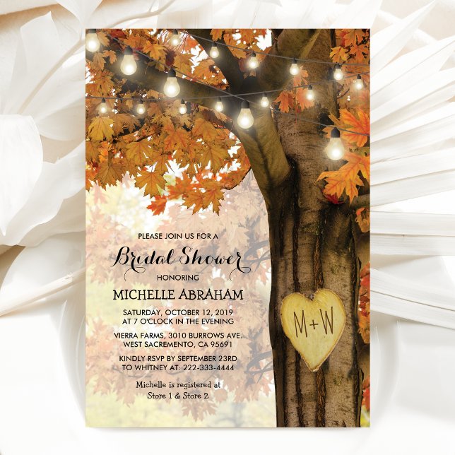 Invitación Luces de árbol de otoño rústico para fiesta de com (Subido por el creador)