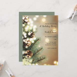 Invitación Luces de árbol de piñas Minimal clásico navideño