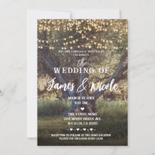Invitación Luces de árbol vintage bosque arbolado boda al air
