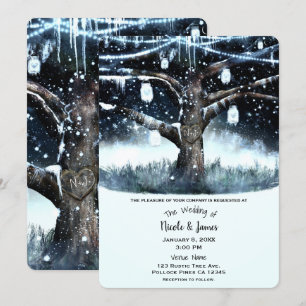 Invitación Luces de árbol y frascos de Mason para una boda de