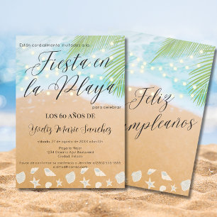 Invitación Luces de Arena de Playa con Estilo Español para Fi