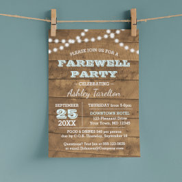 Invitación Luces de Barnwood Aqua Fiesta de despedida