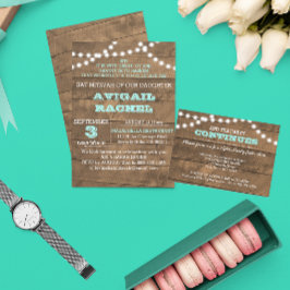 Invitación Luces de Barnwood Verde azuladas después de la tar