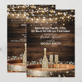 Invitación Luces de barril de madera rústica para brindis de 
