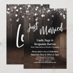 Invitación Luces de Barril de Vino Recién Casados Recepción
