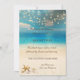 Invitación Luces de boda en la playa con conchas de mar en la
