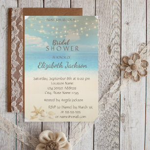 Invitación Luces de Boda en la Playa Conchas de Mar Desfile
