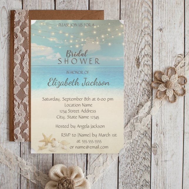 Invitación Luces de Boda en la Playa  Conchas de Mar Desfile  (Subido por el creador)