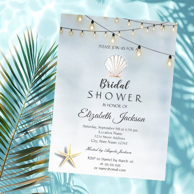 Invitación Luces de boda en la playa Seastar Concha de mar (Subido por el creador)