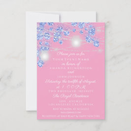 Invitación Luces de boda Frascos de destellos azules rústicos