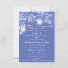 Invitación Luces de Boda Frascos Rustico Brillante Azul Cielo