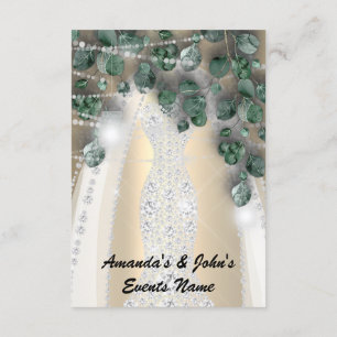 Invitación Luces de boda vestido verde rústico diamante oro