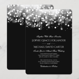 Invitación Luces de bokeh en blanco y negro