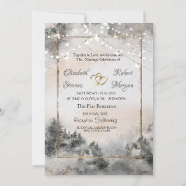 Invitación Luces de Bosque de Árboles para Bodas