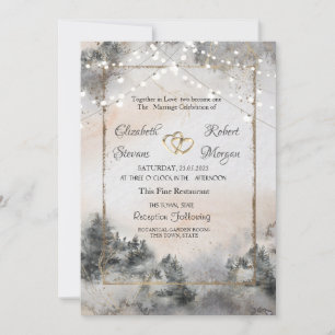 Invitación Luces de Bosque de Árboles para Bodas