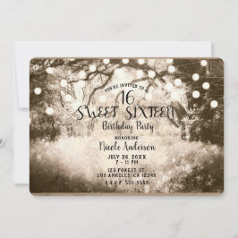 Invitación Luces de Bosque Encantado Rústico Vintage Dulces 1