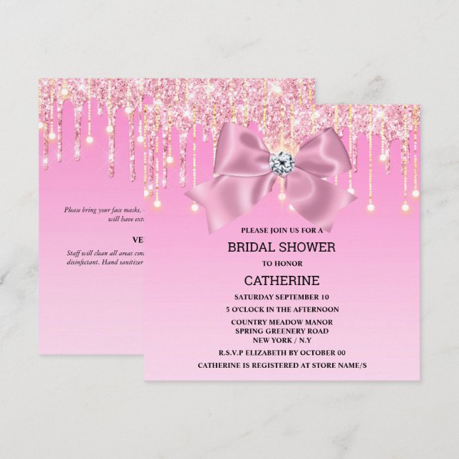 Invitación Luces de brillantez de diamante de arco brillante  (Anverso / Reverso)