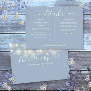Invitación Luces de Cadena Azul Polvoriento Detalles de Boda