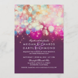 Invitación Luces de cadena Boda púrpura