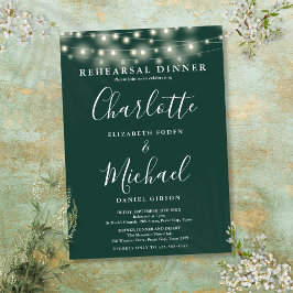 Invitación Luces de Cadena Cena de Ensayo Emerald Script