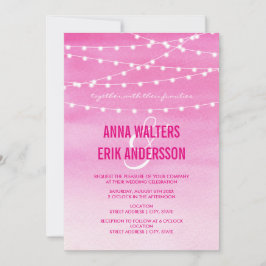 Invitación Luces de Cadena de Acuarela Fucsia