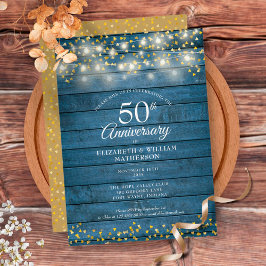 Invitación Luces de Cadena de Aniversario Número 50 Corazones