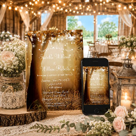 Invitación Luces de Cadena de Árbol de Campo Chic Bodas Rústi