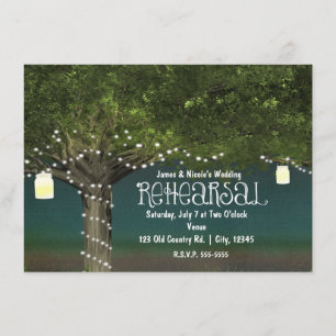 Invitación Luces de Cadena de Árbol Rústico de Campo para Cen