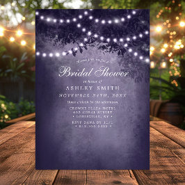 Invitación Luces de Cadena de Árbol Rústico Morado para Despe