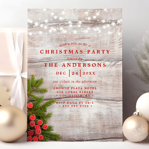 Invitación Luces de Cadena de Bayas de Pino Madera Fiesta de
