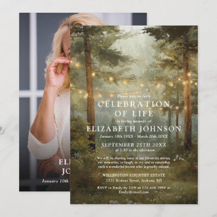 Invitación Luces de Cadena de Bosque Celebración de la Vida F