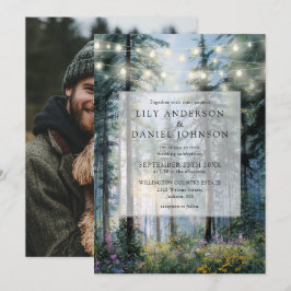 Invitación Luces de Cadena de Bosque Floral Boda Rústica Foto