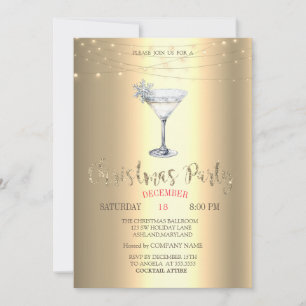 Invitación Luces de cadena de copo de nieve de cóctel doradas