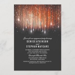 Invitación Luces de cadena de coral y Gold Engagement Party
