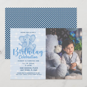 Invitación Luces de cadena de elefante lindo para niño en su